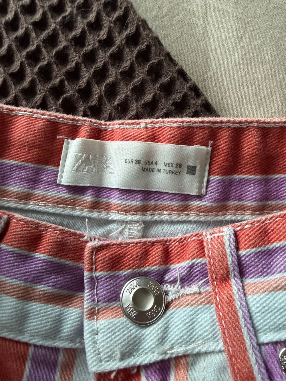 Zara Multicolor Striped High-Rise Jean Shorts - Picture 2 of 4